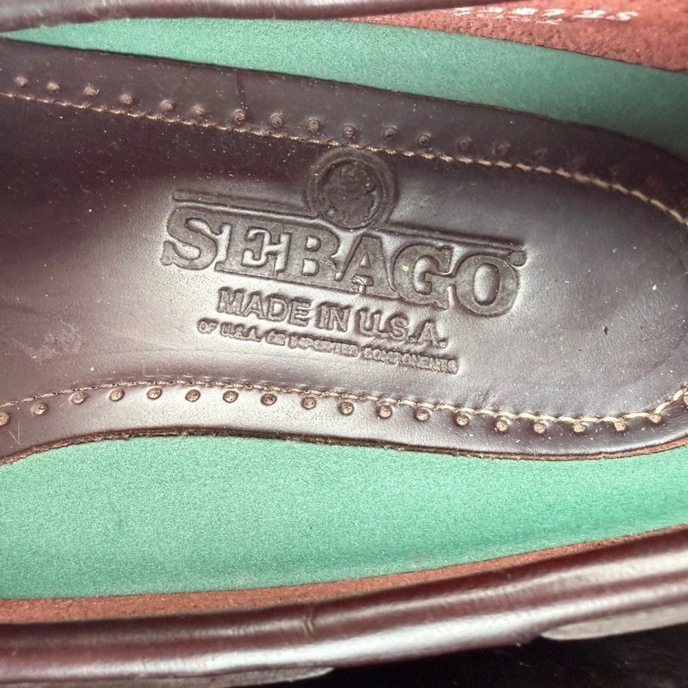 Sebago Mens Kiltie Tassel Loafers Burgundy Leather Dress Shoes Made in USA 10 D